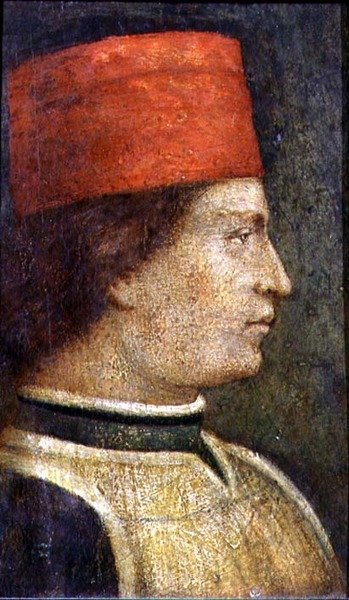 赤い帽子をかぶった男の頭（パネルにテンペラ 作： Benozzo di Lese di Sandro Gozzoli