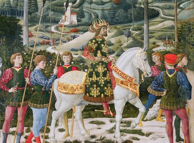 ジョンVII古文書1391-1448、東ローマ皇帝、3人の王の1人、礼拝堂のマギサイクルの旅の詳細 作： Benozzo di Lese di Sandro Gozzoli