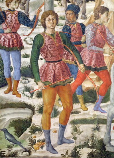 家に住む射手、礼拝堂のマギサイクルの旅の詳細、1630年頃のフレスコ画70630の詳細 作： Benozzo di Lese di Sandro Gozzoli