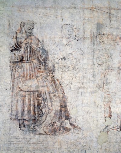 イサクとレベッカの結婚、シノピア（下絵）の細部 作： Benozzo di Lese di Sandro Gozzoli