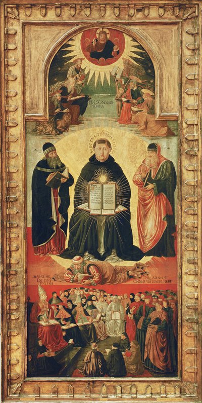 聖トーマスアクィナスの勝利（パネル上のテンペラ） 作： Benozzo di Lese di Sandro Gozzoli