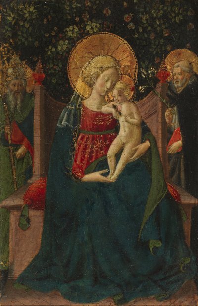 聖ドミニクと教皇聖徒の間に即位した聖母子1430-35年 作： Benozzo di Lese di Sandro Gozzoli