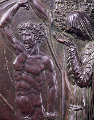 アンドロメダを救うペルセウス、悲鳴を上げる男のブロンズの詳細 作： Benvenuto Cellini