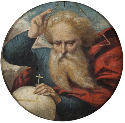 Dieu benit la terre - 神は地球を祝福する」ガロファロ、ベンヴェヌート・ティジ・ダ（1481-1559）作。木に油彩。寸法:D 34 cm。ストックホルム国立博物館 作： Benvenuto Tisi da Garofalo
