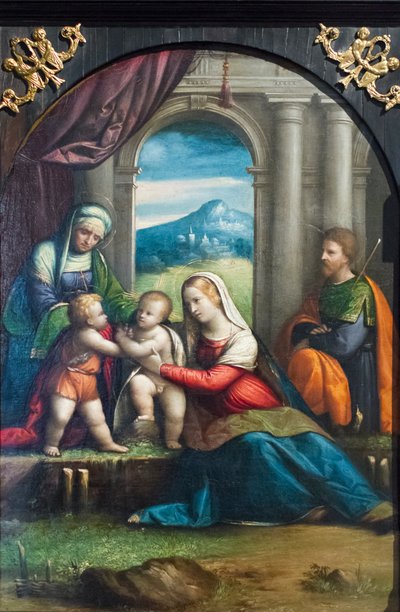 聖ヨハネと聖エリザベートの聖家族 作： Benvenuto Tisi da Garofalo