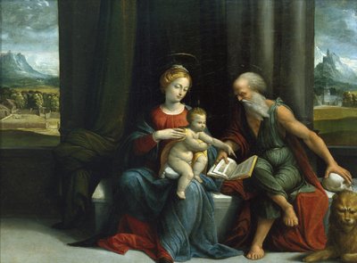 マドンナとチャイルドとセントジェローム、1530年代頃（パネルに油彩） 作： Benvenuto Tisi da Garofalo