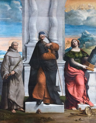 修道院長の聖アントニオ、シチリアのアントニオとセシリー 作： Benvenuto Tisi da Garofalo