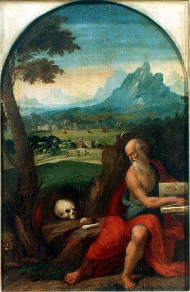 St.Jerome（パネル） 作： Benvenuto Tisi da Garofalo