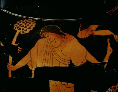 セルベテリ、紀元前490〜480年頃に発見されたディオニュシアックのいけにえでペンテウスを引き裂くマエナドの光景で飾られた屋根裏の赤像式スタムノ 作： Berlin Painter