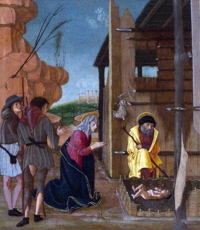 ブティノーネ、ベルナルディーノ（1450-1510） 《羊飼いたちの崇拝》 パネルにテンペラ 約1485年 ナショナル・ギャラリー、ロンドン 24,8x21,6 作： Bernadino Jacobi Butinone