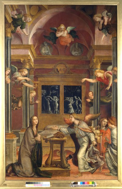 受胎告知、c.1523（パネルに油彩） 作： Bernadino Zenale