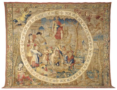 1525年頃の「メダリオン月間」の12月を描いたブリュッセルの寓意的なタペストリー 作： Bernard van Orley