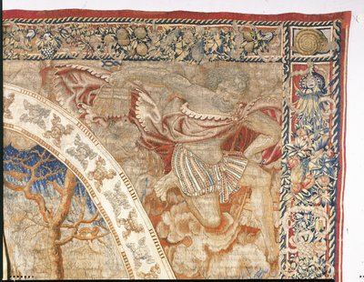 1525年頃の「メダリオン月間」の12月を描いたブリュッセルの寓意的なタペストリー 作： Bernard van Orley