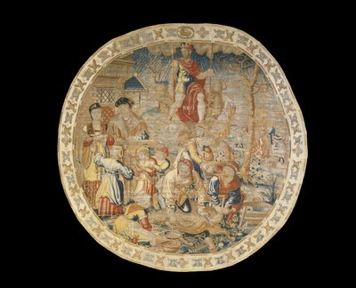 1525年頃の「メダリオン月間」の12月を描いたブリュッセルの寓意的なタペストリー 作： Bernard van Orley