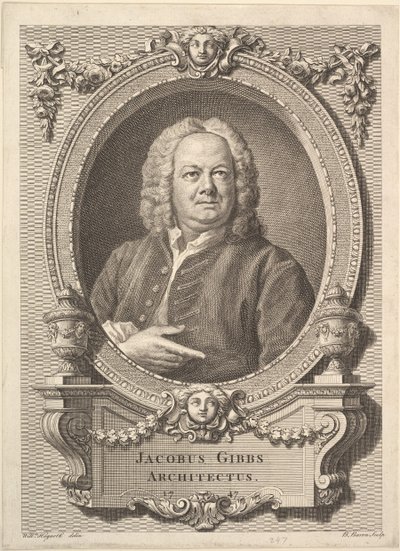 ジェームズ・ギブス、建築家、1747年。 作： Bernard Baron