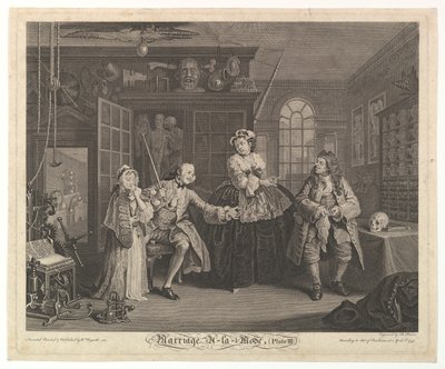 結婚アラモード、プレート III、1745 年 4 月。 作： Bernard Baron