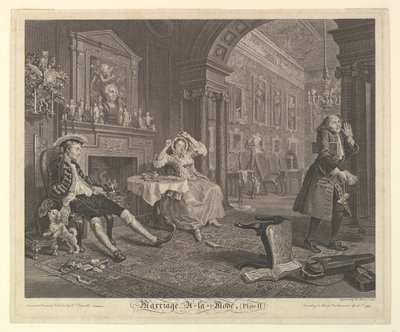 結婚アラモード、プレート II、1745 年 4 月。 作： Bernard Baron