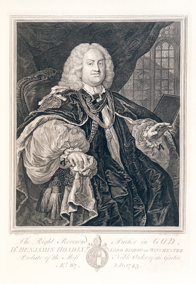 ウィンチェスター主教ベンジャミン・ホードリー博士の肖像、1743年。 作： Bernard Baron