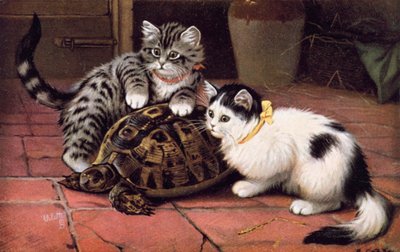 猫のポストカード（カラーリトグラフ） 作： Bernard Cobbe