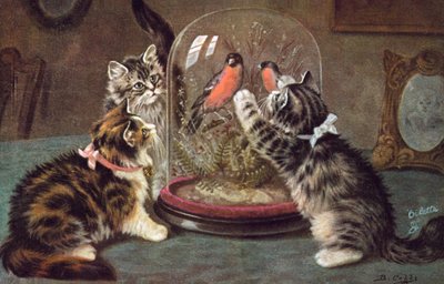 猫のポストカード（カラーリトグラフ） 作： Bernard Cobbe