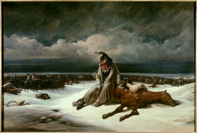 ロシアの退却（1812年）。ベルナール・エドゥアール・スウェバック（1800-1870）の絵画 作： Bernard Edouard Swebach