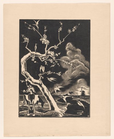 サギの木 作： Bernard Essers (signed by artist)