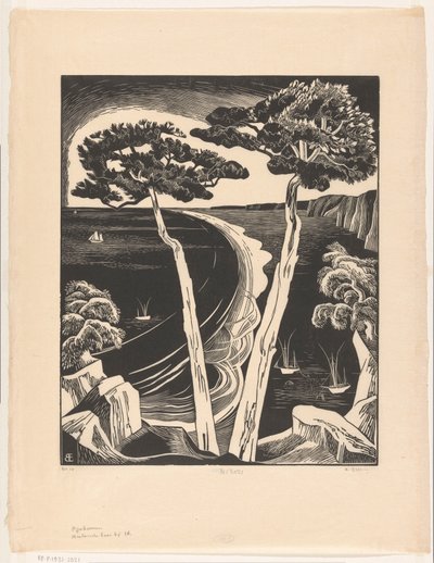 松の木 (干潮時のブレトン湾) (オブジェクトの元のタイトル) 作： Bernard Essers (signed by artist)