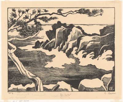 Saint-Raphaëlの岩だらけの海岸 作： Bernard Essers (signed by artist)