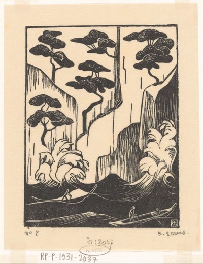 サンタ マルゲリータ リグレの岩だらけの海岸 作： Bernard Essers (signed by artist)