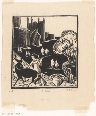 ロバを運転する女性 作： Bernard Essers (signed by artist)