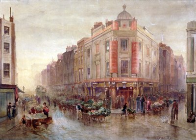 1878 年、ロンドン、ホルボーンのセブン ダイアルズで行われた日曜日の朝の市場。 作： Bernard Evans