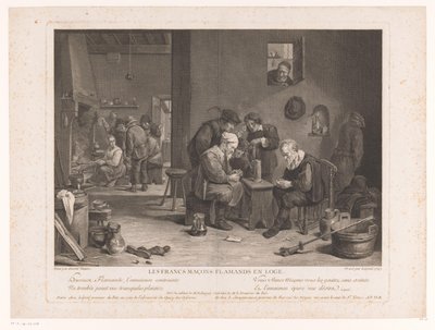 トランプの人物がいる旅館のインテリア Les Francs Maçons Flamands en Loge (オブジェクトのタイトル) 作： Bernard François Lépicié