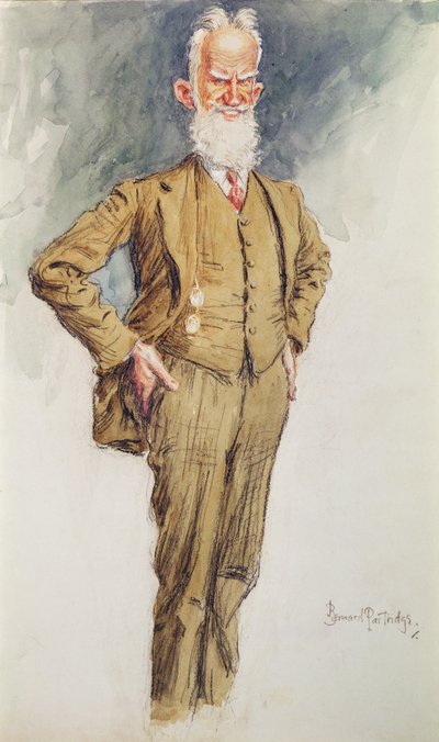 ジョージ・バーナード・ショーの肖像、1925年頃（紙に水彩） 作： Bernard John Partridge