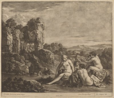 風景の中の水浴 作： Bernard Lens, after Cornelis van Poelenburch