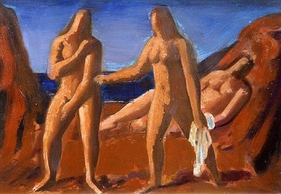 入浴者のグループ（オイルオンボード） 作： Bernard Meninsky