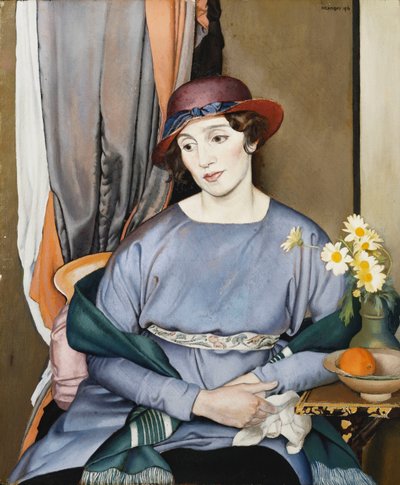 アーティストの妻、帽子をかぶった女性 作： Bernard Meninsky