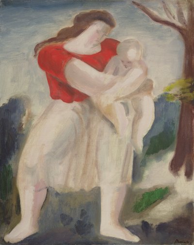 母と子、1940年頃（船上油） 作： Bernard Meninsky