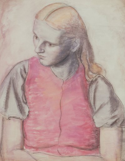 アーティストの妻の肖像、1926年頃（鉛筆と水彩） 作： Bernard Meninsky