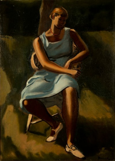 女性の着席図（キャンバスに油彩） 作： Bernard Meninsky