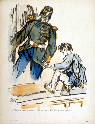 子供と巡査 - 彫刻 作： Bernard Naudin