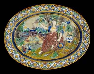 ベルナール・パリシー（1510-1589）の「ラ・ベル・ジャルダン・セラミック・アン・テール・バーニゼー」。 作： Bernard Palissy