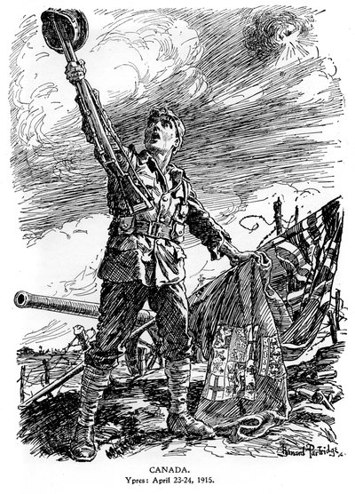 カナダ、イープル、1915年4月23〜24日、1920年 作： Bernard Partridge
