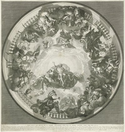 地上に聖霊を送るキリストを描いた天井画 作： Bernard Picart (workshop of)