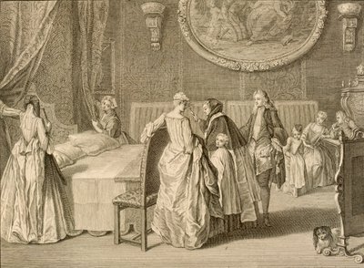 結婚ベッドの祝福、「宗教儀式と税関」、1724年のイラスト 作： Bernard Picart