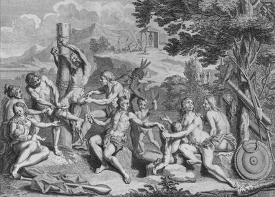 1723年、Antisによって犠牲になった捕虜。 作： Bernard Picart