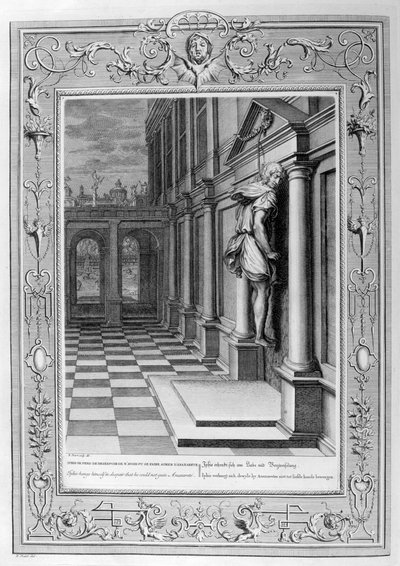 イフィスはアナクサレテを手に入れることができなかったので絶望の念を抱き、1733年 作： Bernard Picart