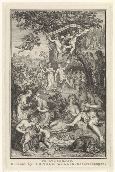 羊飼いと羊飼いのいる風景 タイトル ページ: F. グリーンウッド、詩、1719 年 作： Bernard Picart
