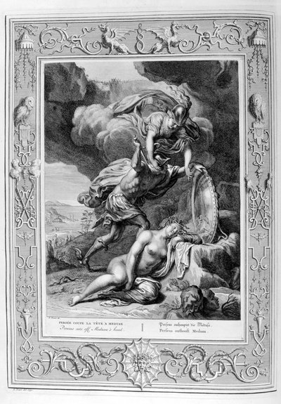 ペルセウスが1733年にメドゥーサスの頭を切り落とした 作： Bernard Picart