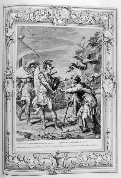 フィニアスは1733年にカレーとゼセスによってハーピーから配達されました。 作： Bernard Picart