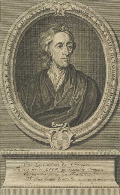 医師と哲学者ジョンロックの肖像1632-1704、1721年。 作： Bernard Picart